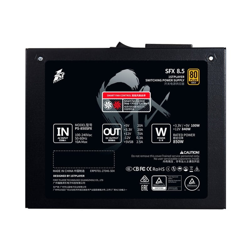 Блок питания 1stPlayer PS-850SFX (SFX-GLD-850-BK-EU) 850W