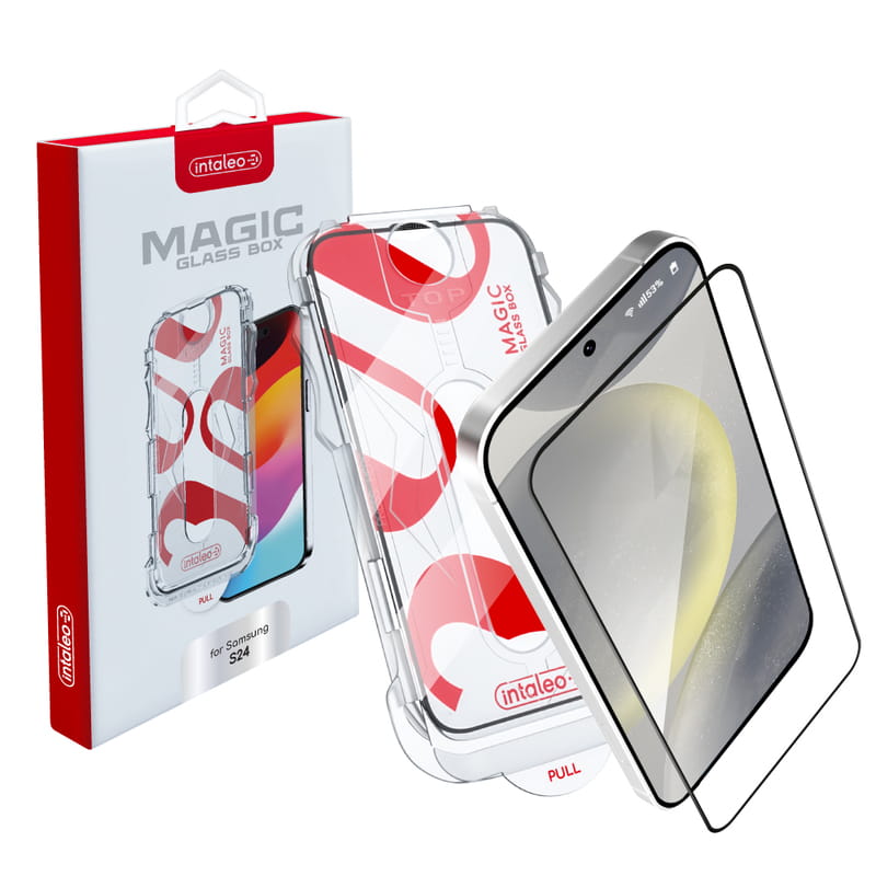 Защитное стекло Intaleo с апликатором Intaleo MagicBox для Samsung Galaxy S24 SM-S921 Black (4820266742898)