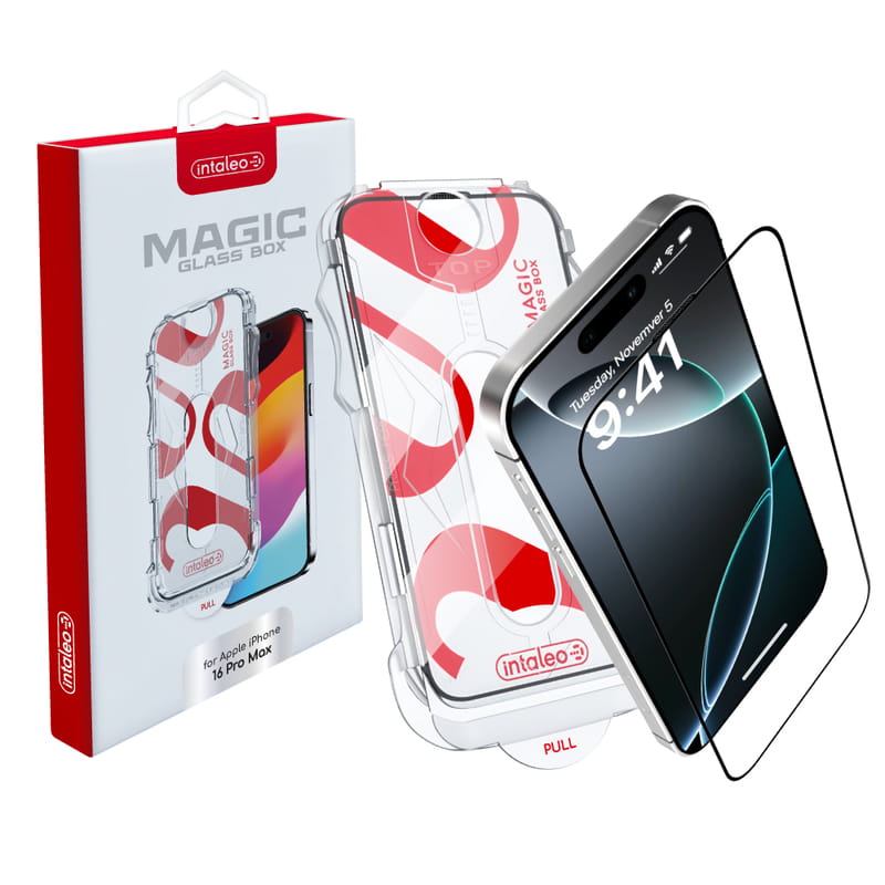 Защитное стекло Intaleo с апликатором Intaleo MagicBox для Apple iPhone 16 Pro Max Black (4820266742904)