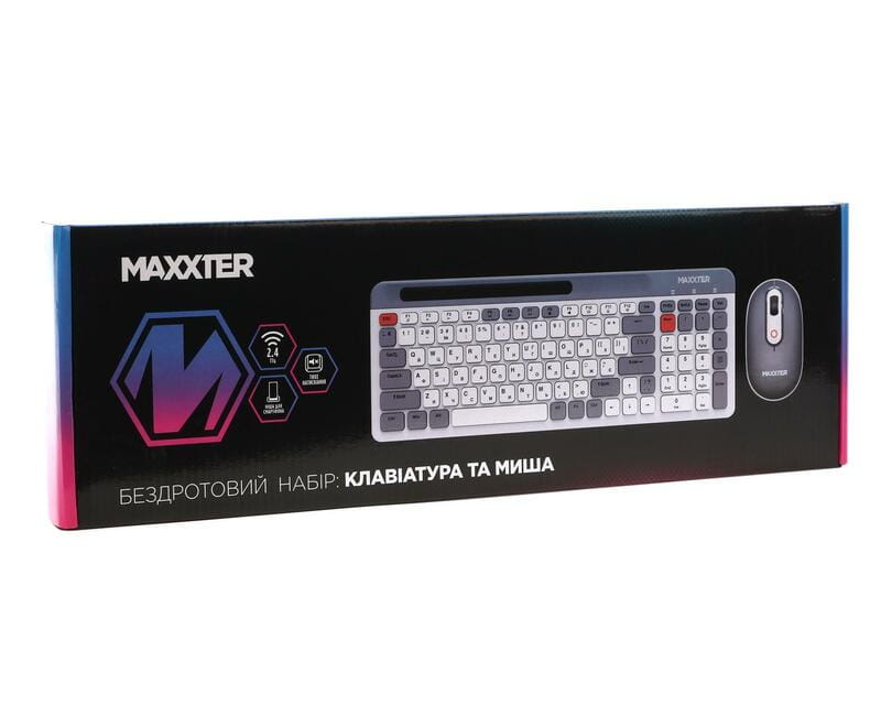 Комплект (клавиатура, мышь) беспроводной Maxxter KMS-WCM-03G-UA