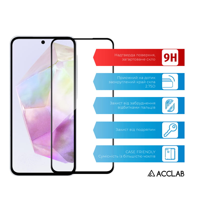 Защитное стекло ACCLAB Full Glue для Samsung Galaxy A36 5G SM-A366 Black (1283126608087)