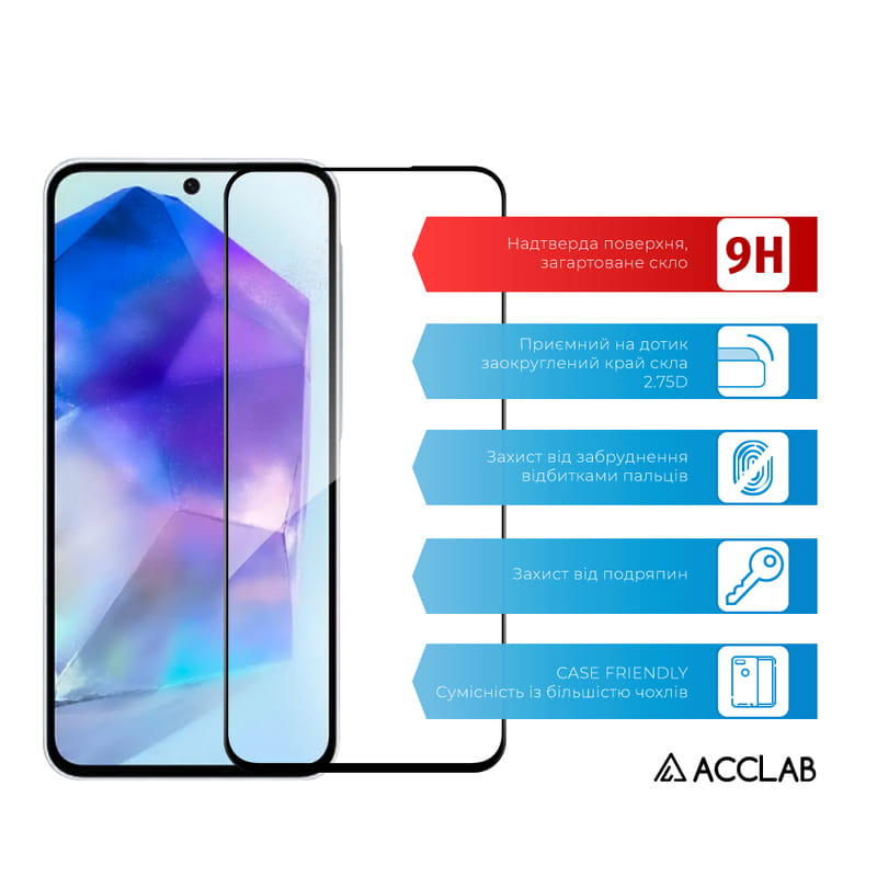 Защитное стекло ACCLAB Full Glue для Samsung Galaxy A56 5G SM-A566 Black (1283126613029)