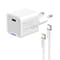 Фото - Сетевое зарядное устройство ColorWay GaN Mini 20W PD Port PPS USB-C White (CW-CHS059PDL-WT) + кабель Lightning | click.ua