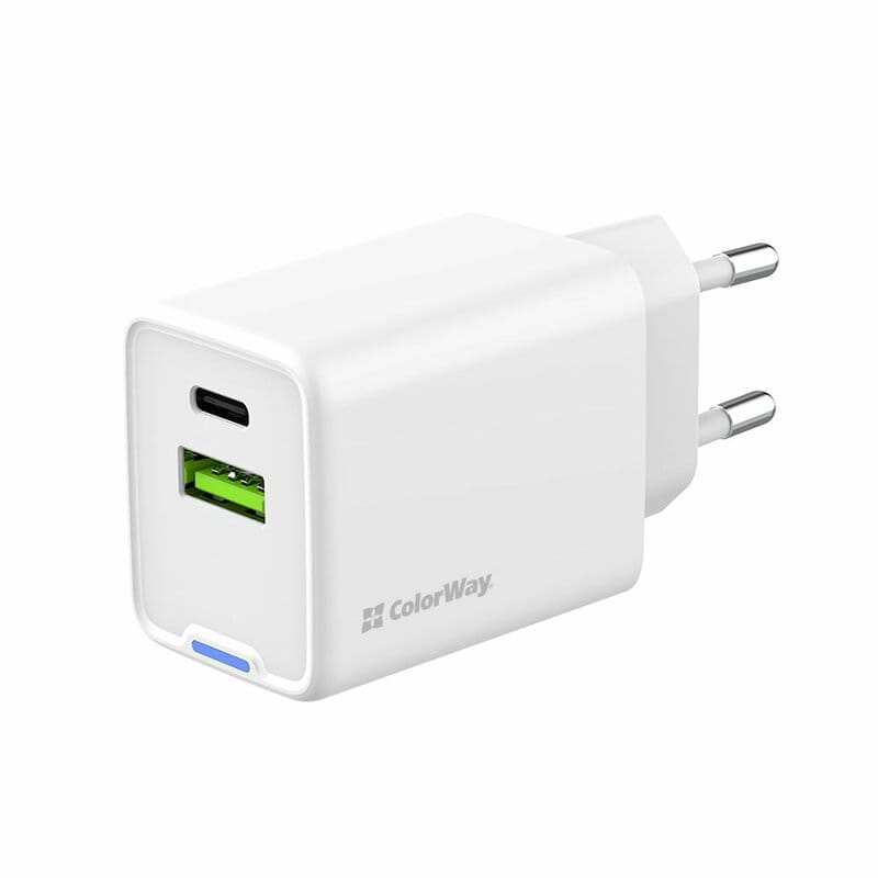 Сетевое зарядное устройство ColorWay GaN Mini 45W PD Port PPS USB (Type-C PD + USB QC4.0) White (CW-CHS060PD-WT)