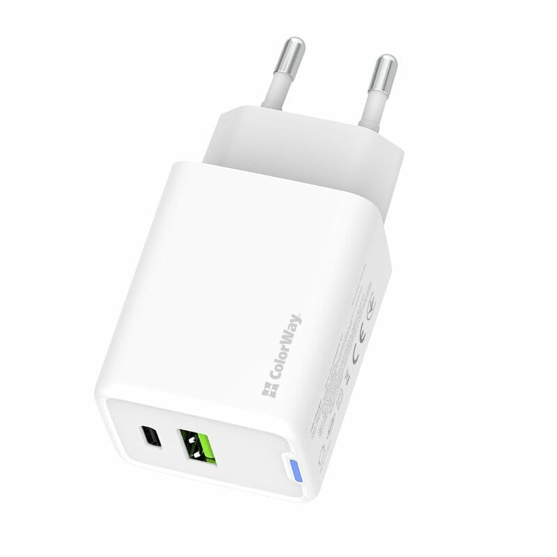 Сетевое зарядное устройство ColorWay GaN Mini 45W PD Port PPS USB (Type-C PD + USB QC4.0) White (CW-CHS060PD-WT)