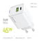 Фото - Сетевое зарядное устройство ColorWay GaN Mini 45W PD Port PPS USB (Type-C PD + USB QC4.0) White (CW-CHS060PD-WT) | click.ua