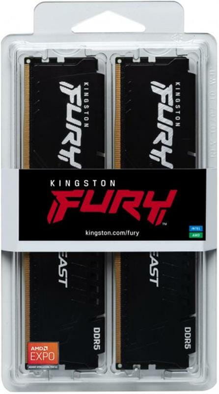 Модуль пам`яті DDR5 2x32GB/6000 Kingston Fury Beast Black (KF560C36BBE2K2-64)