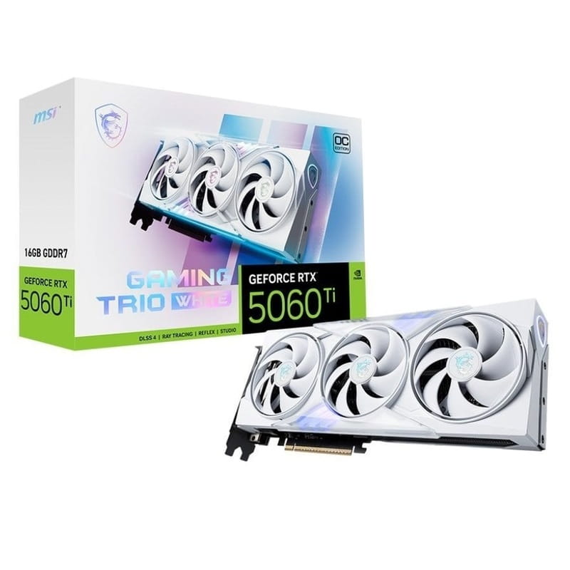 Видеокарта GF RTX 5060 Ti 16GB GDDR7 Gaming Trio OC White MSI (GeForce RTX 5060 Ti 16G GAMING TRIO OC WHITE)