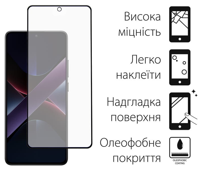 Защитное стекло Dengos для Poco X7 Pro Black Full Glue (TGFG-393)