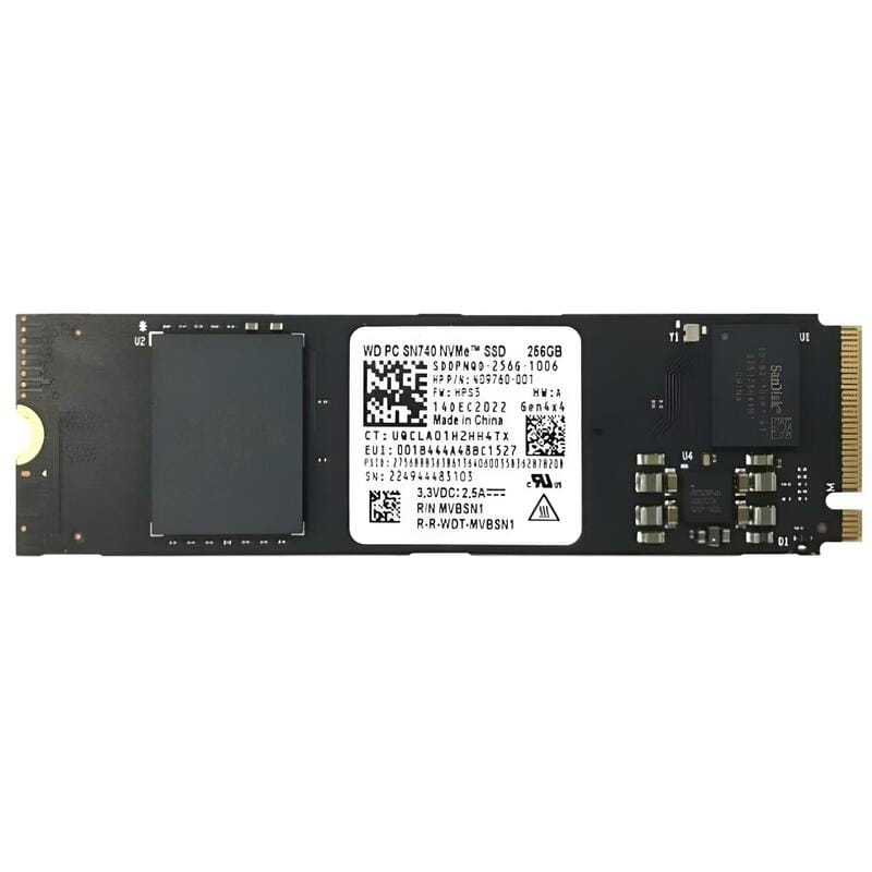 Накопичувач SSD  256GB WD SN740 M.2 2280 PCIe 4.0 x4 3D TLC (WD PC SN740 SDDPNQD 256G)