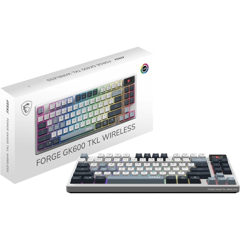 Клавіатура бездротова MSI Forge GK600 TKL W SKY UA 104key White (S11-43UAP01-HH9)