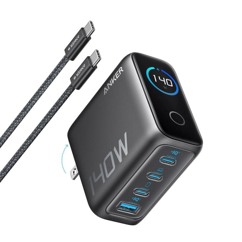 Сетевое зарядное устройство Anker Laptop GaN Charger Black, 140W 3xUSB-C 1xUSB-A Display (B2697GZ1) + кабель USB Type-C