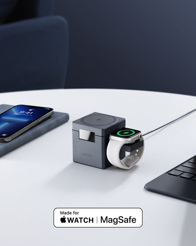 Бездротовий зарядний пристрій Anker MagGo Wireless Charging Station 15W 3-in-1 Cube Black (Y1811G11)