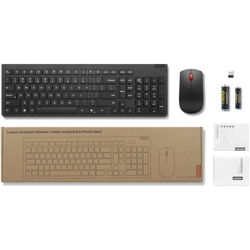 Комплект (клавиатура, мышь) беспроводной Lenovo Essential Wireless Keyboard & Mouse Combo Gen2 Black (4X31N50709)