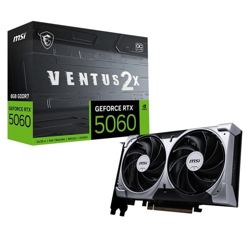 Відеокарта GF RTX 5060 8GB GDDR7 Ventus 2X OC MSI (GeForce RTX 5060 8G VENTUS 2X OC)