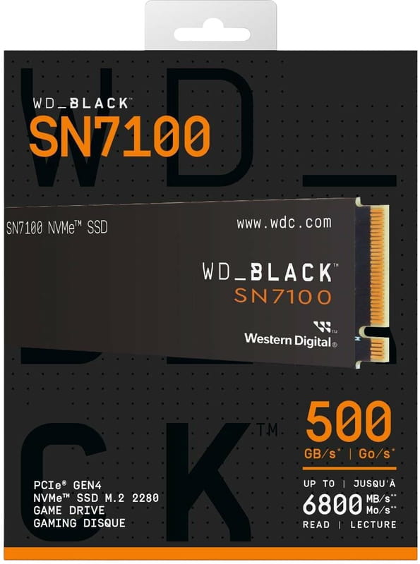 Накопитель SSD 500GB WD Black SN7100 M.2 2280 NVMe PCIe 4.0 x4 3D TLC NAND (WDS500G4X0E)