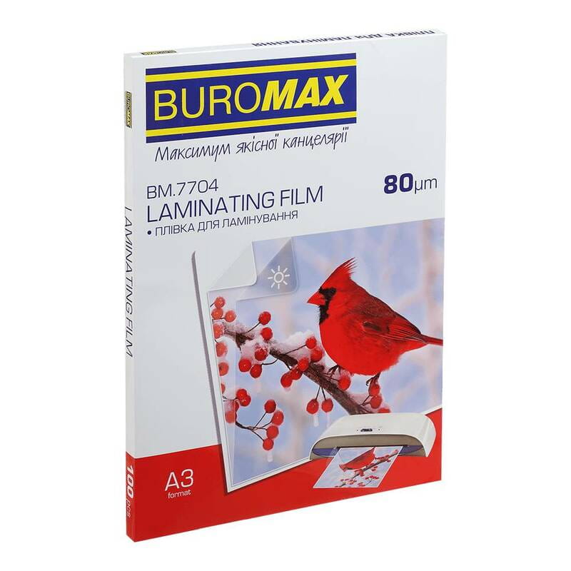 Пленка для ламинирования Buromax (BM.7704), глянцевая, А3, 80мк, 100 шт