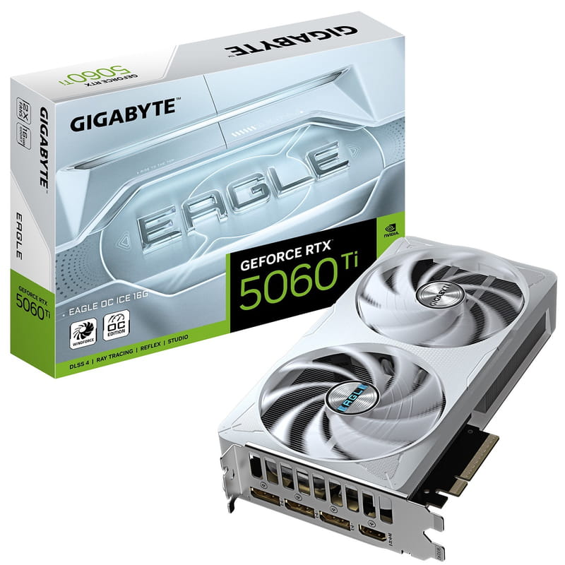 Відеокарта GF RTX 5060 Ti 16GB GDDR7 Eagle OC Ice Gigabyte (GV-N506TEAGLEOC ICE-16GD)