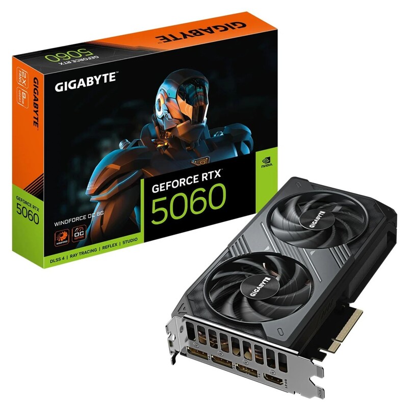 Видеокарта GF RTX 5060 8GB GDDR7 Windforce OC Gigabyte (GV-N5060WF2OC-8GD)