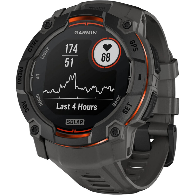 Смарт-часы Garmin Instinct 3 50mm Solar Black with Charcoal Silicone Band (010-02935-40)