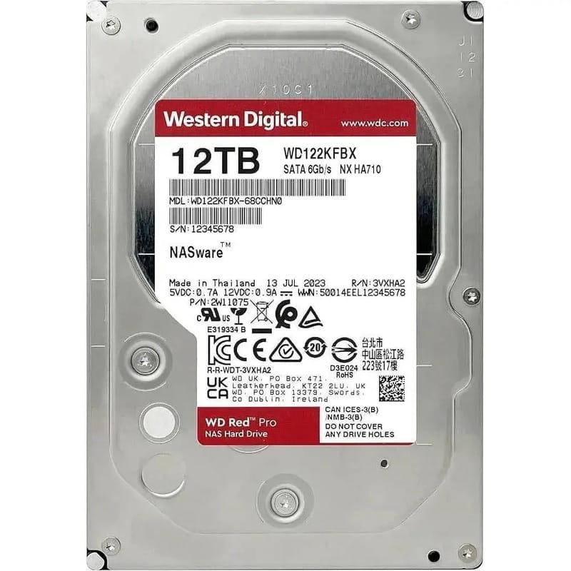 Накопичувач HDD SATA 12.0TB WD Red Pro NAS 7200rpm 512MB (WD122KFBX)