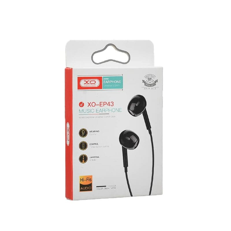 Гарнитура XO EP43 In-ear Earphone Black (6920680879168)