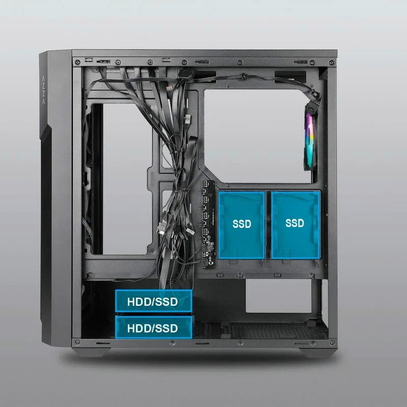 Корпус AZZA Torrent Black без БП (CSAZ-490)