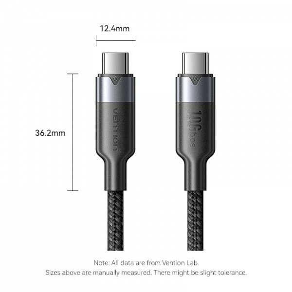 Кабель Vention USB Type-C - USB Type-C (M/M), 100W, 5A, 1 м, Black (TRGBF)