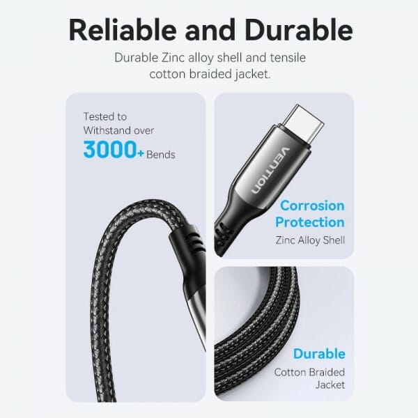 Кабель Vention USB Type-C - USB Type-C (M/M), 100W, 5A, 1.2 м, Black (CTKBAV)