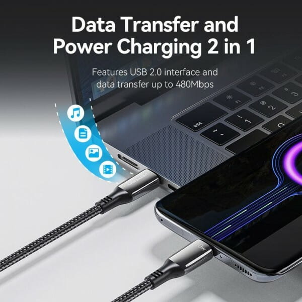 Кабель Vention USB Type-C - USB Type-C (M/M), 100W, 5A, 1.2 м, Black (CTKBAV)