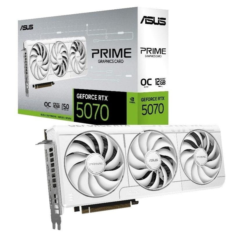 Видеокарта GF RTX 5070 12GB GDDR7 Prime OC White Asus (PRIME-RTX5070-O12G-WHITE)