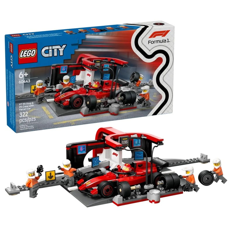 Конструктор LEGO City Пит-стоп и пит-экипаж F1 с болидом Ferrari (60443)