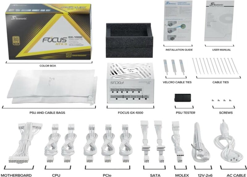 Блок живлення Seasonic Focus GX-1000W White (FOCUS-GX-1000-ATX31-WHITE)