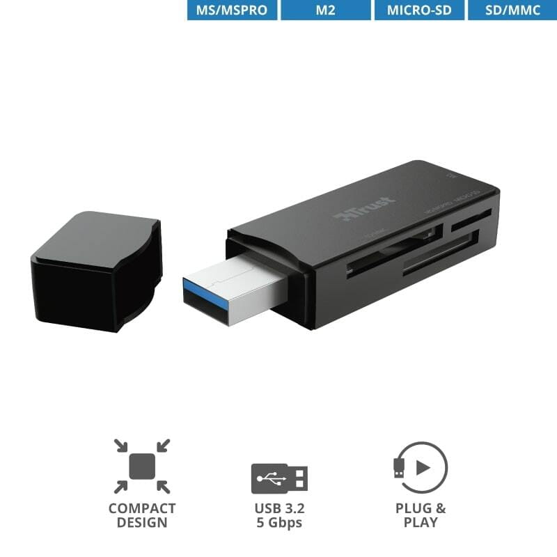 Кардридер Trust Nanga USB 3.1 Black (21935)