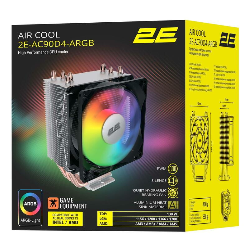 Кулер процессорный 2E Gaming Air Cool (2E-AC90D4-ARGB)