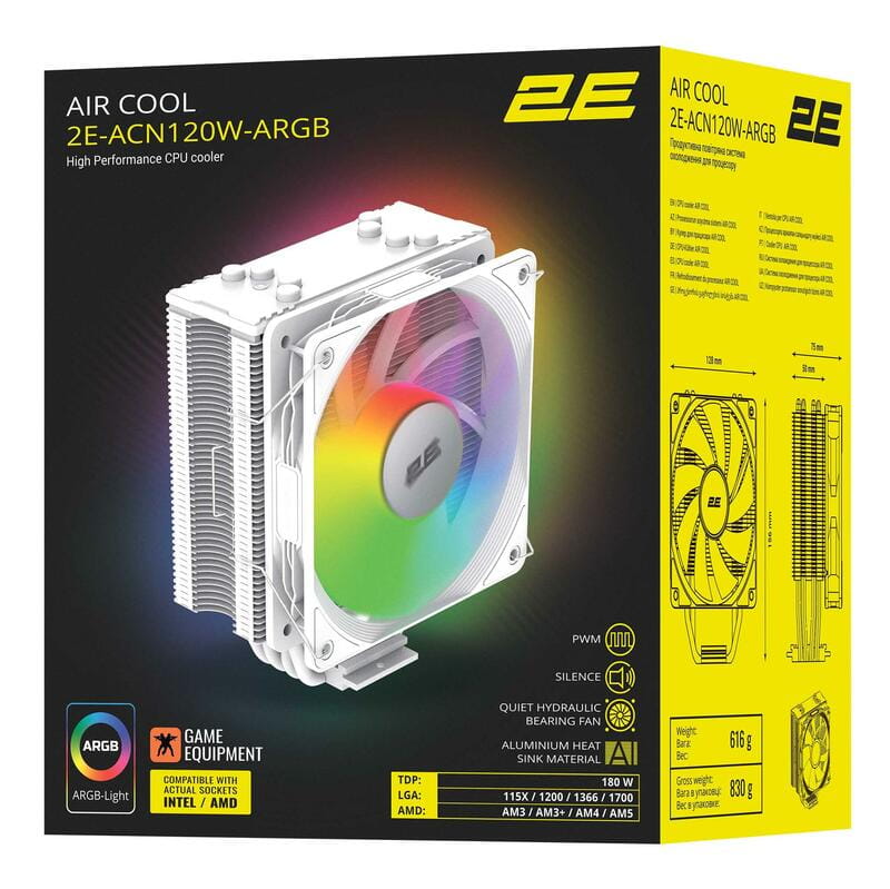 Кулер процессорный 2E Gaming Air Cool (2E-ACN120W-ARGB)