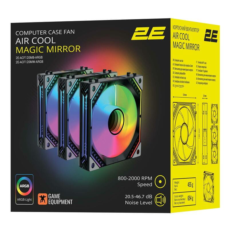 Вентилятор 2E Gaming Air Cool Magic Mirror White (2E-ACF120MW-ARGB)