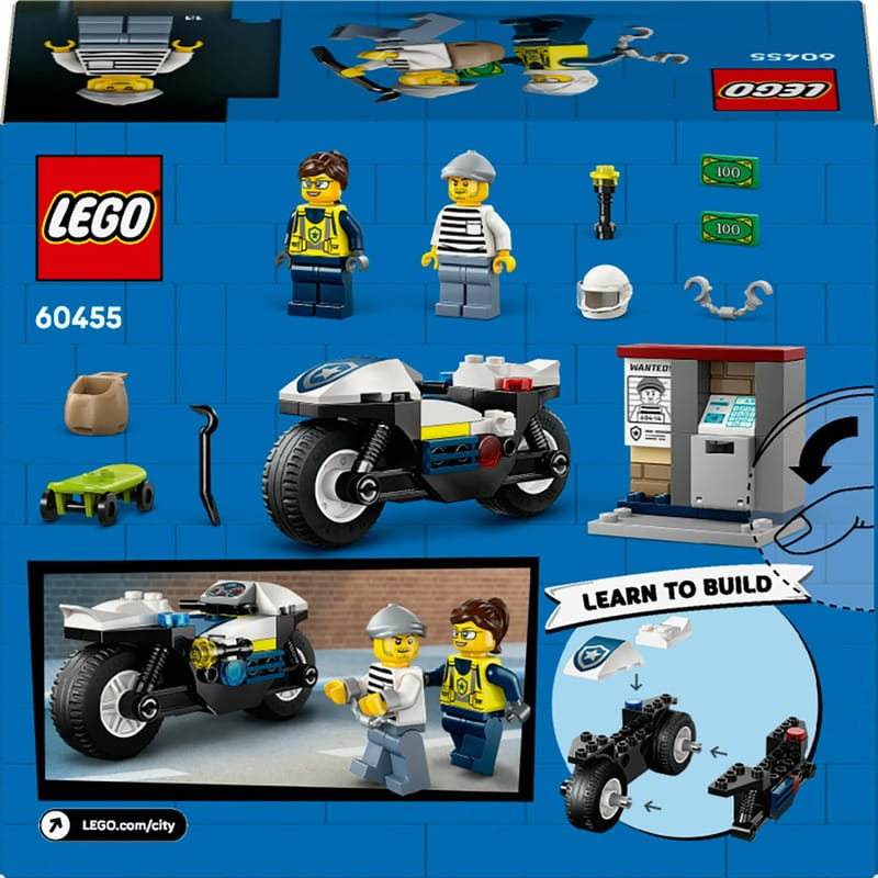 Конструктор LEGO City Переслідування на поліцейському мотоциклі (60455)