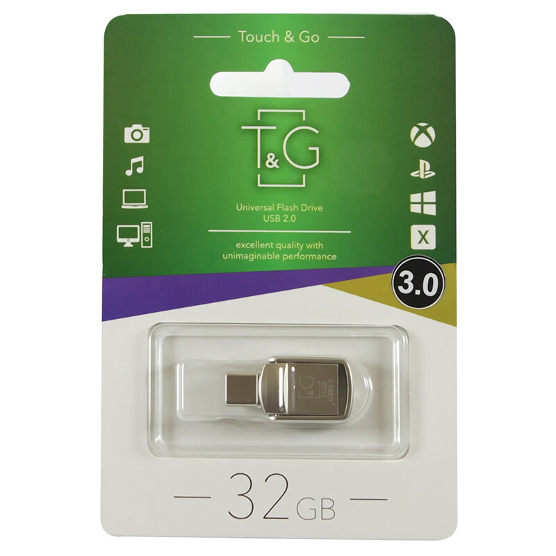 Флеш-накопитель USB3.0 32GB Type-C T&G 104 Metal Series Silver (TG104TC-32G3)