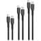 Фото - Комплект кабелей Promate USB Type-C - Lightning (M/M), 3A, 27W, 0.3 м, 1.2 м, 2 м Black (cablekit-ci) | click.ua