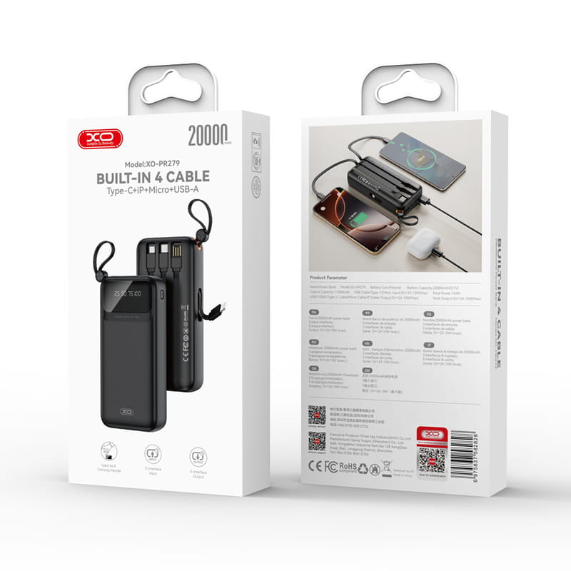 Універсальна мобільна батарея XO PR279 20000mAh 10W Black