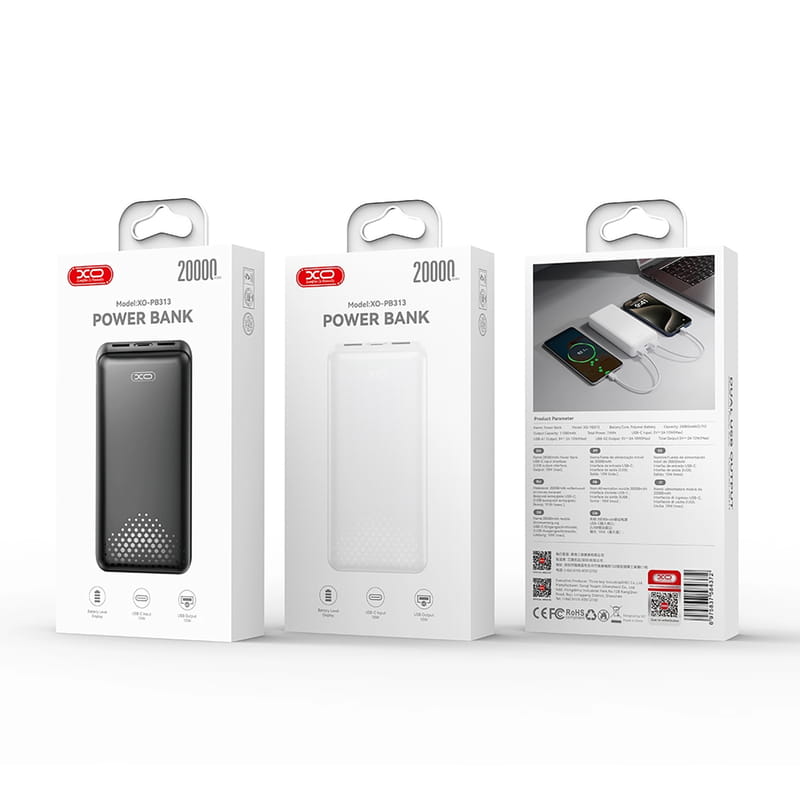 Універсальна мобільна батарея XO PB313 20000mAh 10W Black