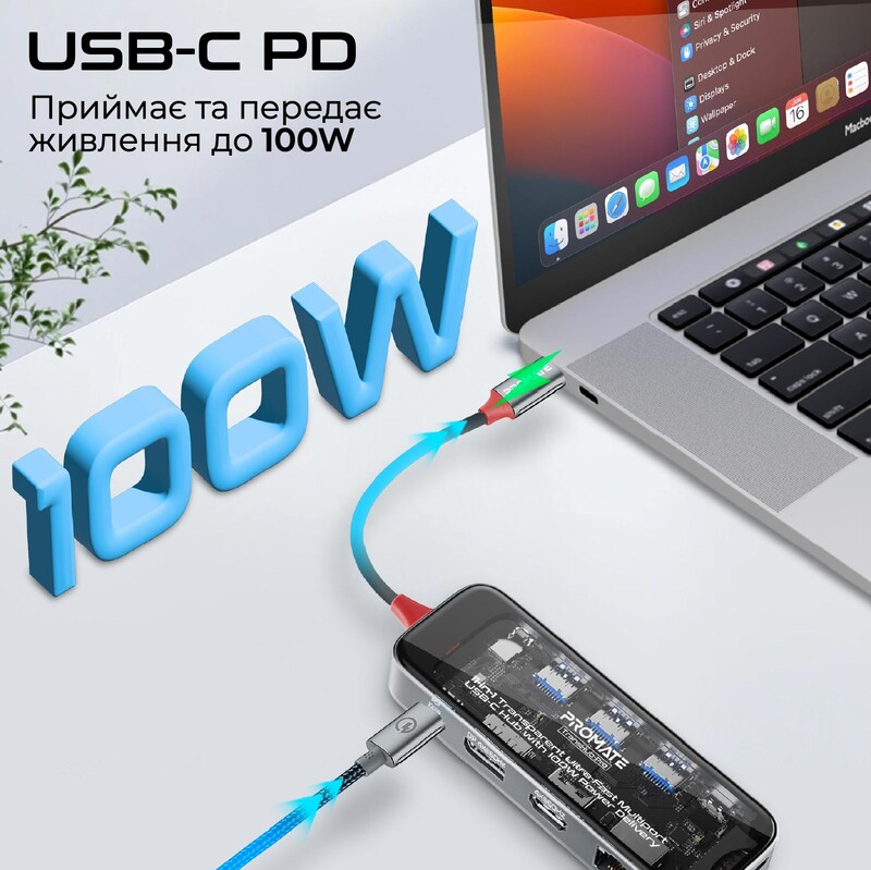 USB-хаб Promate TransHub-Pro USB Type-C Grey