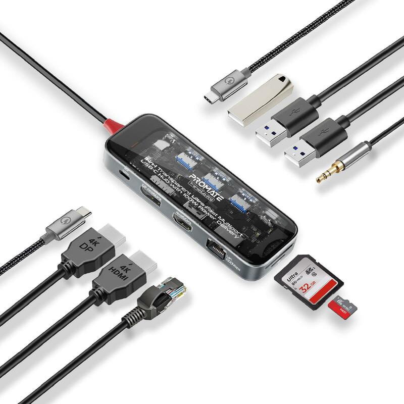 USB-хаб Promate TransHub-Pro USB Type-C Grey