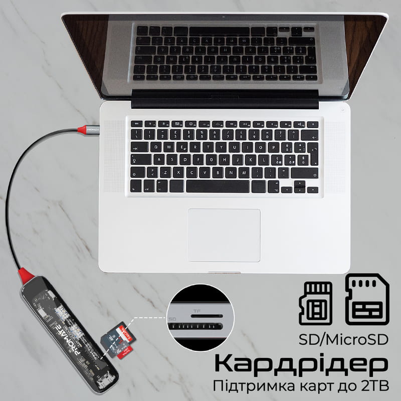 USB-хаб Promate TransHub-Lite USB Type-C Grey