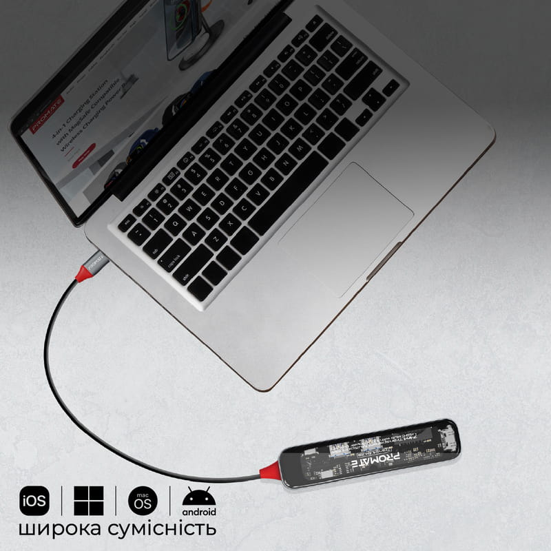 USB-хаб Promate TransHub-Lite USB Type-C Grey
