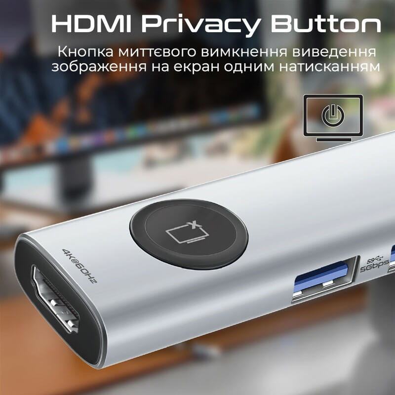 USB-хаб Promate ComandHub-Lite USB Type-C Grey