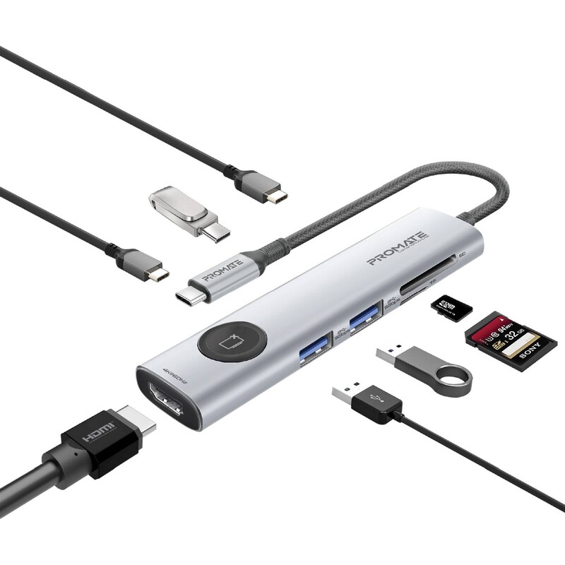 USB-хаб Promate ComandHub-Lite USB Type-C Grey