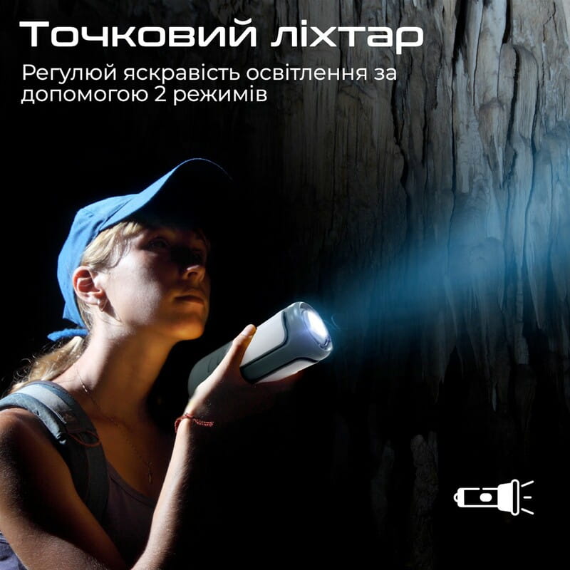 Фонарик кемпинговый Promate с Bluetooth колонкой и встроенным повербанком на 6000 мАч Green (campmate-4)