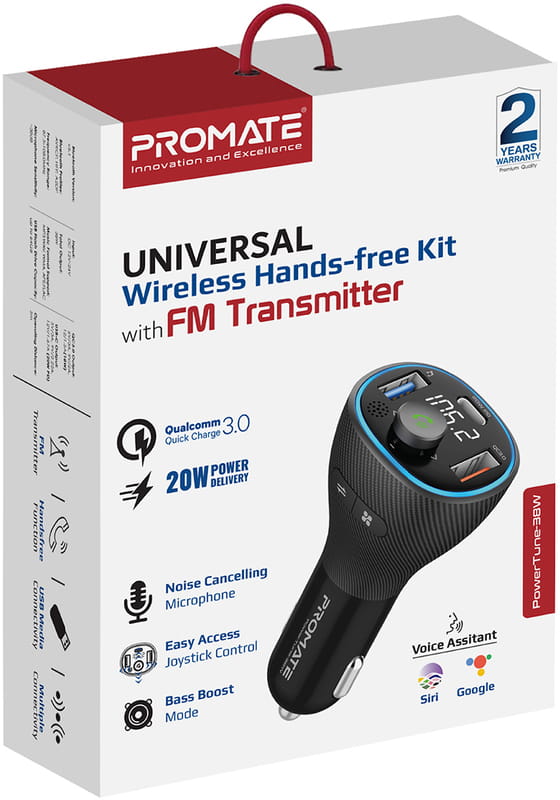 FM-трансмітер Promate PowerTune-38w Black